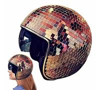 Benares Casque De Boule Disco en Verre Miroir | Casque Disco Ball avec Visière Rétractable | Casques Boule Disco | Boules À Facettes pour DJ Club Stage Bar Atmosphere Dress Up Décor
