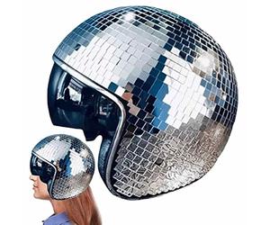 Benares Casque De Boule Disco en Verre Miroir | Casque Disco Ball avec Visière Rétractable | Casques Boule Disco | Boules À Facettes pour DJ Club Stage Bar par Atmosphere Dress Up Décor