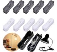 Benaton 10 Pièces Interrupteur 2A Bipolaire Noir, Interupteur Lampe de Chevet 2 A 250 V, Interrupteurs à Cordon Interrupteur Intermédiaire de Lampe, Interrupteur de Torpille(Blanc et Noir)