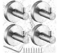 Benaton 4 Pièces Acier Inox forage Crochet Douche Murale, Crochet Mural Forte Le perçage est super fort, 304 Acier Inoxydable Patère Porte Serviettes Cintre(Avec des vis de montage)