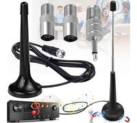 Benaton Antenne Radio FM Dab Intérieur Télescopique, Antenne télescopique Dab, antenne Radio FM Chaine HiFi, Antenne Numérique Intérieure avec Base Magnétique Câble d'extension de 3m(3 x Adaptateur)