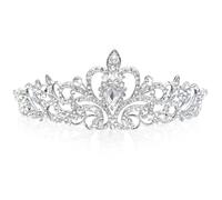 Benaton Diadème Couronne en Argent, Tiara Cristal Strass Diadème de Princesse en Strass Couronne de la Mariée Pour Mariages Bals Diadèmes D'anniversaire Photographie Femmes et Filles