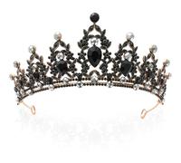Benaton Diadème noir gothique baroque, Tiare Baroque pour les Mariages Vintage, Diadème en Cristal Gothique Diadème de Mariage en Strass Bijoux de Tête de Mariée Banquet et Fête d'anniversaire
