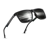 Benaton Lunettes de Soleil Polarisées Classiques Ultraléger 100% Protection UV400 CAT3, Vintage Mode Lunettes de Soleil Polarisées pour Homme Femme Sportives Lunettes de Conduite Pêche Vélo(Noir-gris)