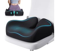 Benazcap Coussin de Siège Orthopédique pour Chaise de Bureau, Fauteuil Roulant, Siège de Voiture, Coussin de Siège Ergonomique en Mousse à Mémoire de Forme pour Soulager la Douleur, Noir