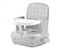 BenBat Feed & Go Siège rehausseur avec plateau amovible et rangement autonome Léger et pratique pour manger en déplacement Avec poignée de transport Gris