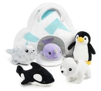 BenBen Peluche Animaux Polaires - 5 Jouets Doux 15cm dans Sac de Rangement - Cadeau pour Enfants Fille et Garçon
