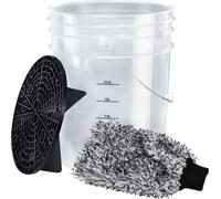 Benbow Autowasch-set, 3tlg, Transparent Seau de lavage 20 litres avec tamis de saleté, Gant de lavage pour voiture, préparation de voiture, installation de lavage, accessoires de voiture, voitures