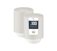 BenBow Bol Jetable en Bagasse 1300ml Sans Couvercle,Biodégradable,Résistant à la Chaleur(95°C),Idéal pour Catering,Soupes,Plats Chauds/Froids - Lot de 100 | Disponibles: 400ml,500ml,750ml,1000ml