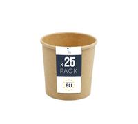 BenBow Conteneur jetable en papier kraft 25 x 350 ml, adapté aux plats chauds et froids, étanche.