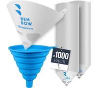 BenBow Filtre à Peinture 280µ x 250 pièces - Filtre en Papier jetable avec Tissu en Nylon et Entonnoir Pratique en Silicone - pour filtrer Les peintures et Les Vernis des impuretés