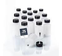 BenBow - Flacon avec Pinceau 25x50 ML - Bille de mélange - Pinceau Fin, Transparent - Résistant aux solvants - pour Stocker et appliquer des liquides - Flacons en Plastique HDPE pour peintures.