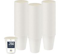 BenBow Gobelet jetable en canne à sucre, Blanc, 250 ml x 250 - Mieux que des gobelets en carton, Respectueux de l'environnement, Idéal pour les fêtes ou le café