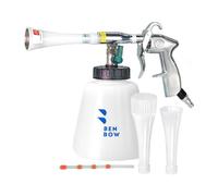 BenBow Pistolet de Nettoyage à air comprimé Classic - Effet Cyclone pour Un Nettoyage Efficace des Voitures - avec réservoir de 1 Litre, cône et cône avec Brosse