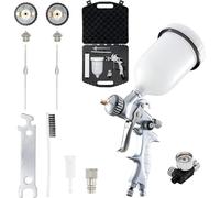 BenBow PK60 Kit Pistolet à Peinture HVLP 1,4 mm + Buse 1,8 mm + Réservoir 600 ml + Coffret + Réducteur de Pression 9,6 Bar - Idéal Pour Automobile et Industrie