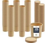 BenBow Récipient jetable en papier kraft avec couvercle 125 x 350 ml