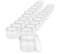 BenBow Seau avec Couvercle 0,5l Transparent 20x 0,5 litres - Convient pour Aliments, Stable, étanche à l'air, Anti-Fuite, inodore - Seau en Plastique - Vide