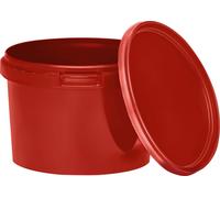 BenBow Seau avec couvercle 0,5L x10 rouge - qualité alimentaire, stable, hermétique, anti-fuite, inodore - seau en plastique avec anse - vide