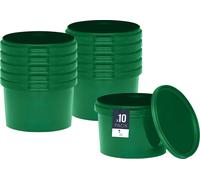 BenBow Seau avec couvercle 0,5L x10 Vert - qualité alimentaire, stable, hermétique, anti-fuite, inodore - seau en plastique avec anse - vide