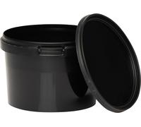 BenBow Seau avec couvercle 0,5L x100 noir - qualité alimentaire, stable, hermétique, anti-fuite, inodore - seau en plastique avec anse - vide