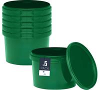 BenBow Seau avec couvercle 0,5L x5 vert - qualité alimentaire, stable, hermétique, anti-fuite, inodore - seau en plastique avec anse - vide