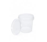 BenBow Seau avec couvercle 1 l Transparent 100 x 1 l - Qualité alimentaire, stable, hermétique, anti-fuite, inodore - Récipient de rangement en plastique - Vide