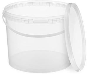BenBow Seau avec Couvercle 10 L Transparent 100x 10 litres - apte au Contact Alimentaire, Solide, hermétique - conteneur de Rangement en Plastique, avec poignée - Vide