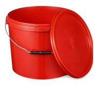 BenBow Seau avec Couvercle 10L Rouge 20x 10 Litre - apte au Contact Alimentaire, Stable, hermétique, étanche, sans Odeur - récipient de Stockage en Plastique, avec poignée - Vide