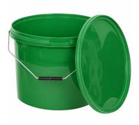 BenBow Seau avec Couvercle 10L Vert 100x 10 Litre - apte au Contact Alimentaire, Stable, hermétique, étanche, sans Odeur - récipient de Stockage en Plastique, avec poignée - Vide