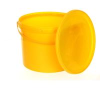 BenBow Seau avec couvercle 10L x1 Jaune - qualité alimentaire, stable, hermétique, anti-fuite, inodore - seau en plastique avec anse - vide