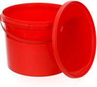 BenBow Seau avec couvercle 10L x1 rouge - qualité alimentaire, stable, hermétique, anti-fuite, inodore - seau en plastique avec anse - vide
