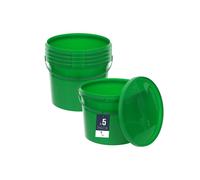 BenBow Seau avec couvercle 10L x5 Vert - qualité alimentaire, stable, hermétique, anti-fuite, inodore - seau en plastique avec anse - vide