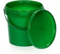 BenBow Seau avec Couvercle 1L Vert 20x 1 Litre - apte au Contact Alimentaire, Stable, hermétique, étanche, sans Odeur - récipient de Stockage en Plastique, avec poignée - Vide