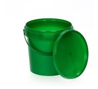 BenBow Seau avec couvercle 1L x1 Vert - qualité alimentaire, stable, hermétique, anti-fuite, inodore - seau en plastique avec anse - vide