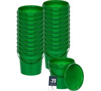 BenBow Seau avec couvercle 1L x20 Vert - qualité alimentaire, stable, hermétique, anti-fuite, inodore - seau en plastique avec anse - vide
