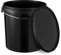 BenBow Seau avec Couvercle 20l Noir 10x 20 litres - Alimentaire, Stable, hermétique, étanche - récipient de Stockage en Plastique avec poignée en métal - Vide
