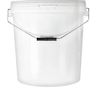 BenBow Seau avec Couvercle 30L Blanc 1x 30 litres - Compatible Alimentaire Stable hermétique étanche inodore - récipient de Stockage en Plastique avec poignée en métal - Vide - récipient de Stockage