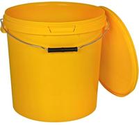 BenBow Seau avec Couvercle 30L Jaune 20x 30 litres - Compatible Alimentaire Stable hermétique étanche Neutre en Odeur - récipient en Plastique avec poignée en métal - résistante aux Fissures - Vide