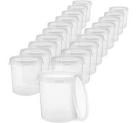 BenBow Seau avec Couvercle 30l Transparent - 20x 30l Alimentaire, Stable, étanche à l'air, Anti-Fuite, inodore - récipient de Conservation en Plastique, avec poignées - Vide