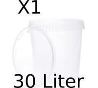 BenBow Seau avec couvercle 30L x1 Transparent - qualité alimentaire, stable, hermétique, anti-fuite, inodore - seau en plastique - vide