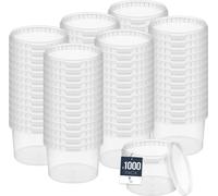 BenBow Seau avec couvercle 3L x1000 Transparent - qualité alimentaire, stable, hermétique, anti-fuite, inodore - seau en plastique avec anse - vide