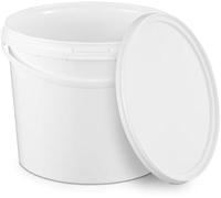 BenBow Seau avec Couvercle 5l Blanc - Convient pour Aliments, Stable, étanche à l'air, Anti-Fuite, inodore - récipient de Conservation en Plastique, avec poignée - Vide, 1000x 5 litres