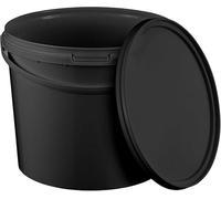 BenBow Seau avec Couvercle 5L Noir 100x 5 Litre - apte au Contact Alimentaire, Stable, hermétique, étanche, sans Odeur - récipient de Stockage en Plastique, avec poignée - Vide