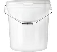 BenBow Seau avec couvercle et poignée en métal 30L Quantité : 5 pcs, Blanc Certifié BSR, étanche à l'air, convient pour aliments, certifié BRC, anti-fuite