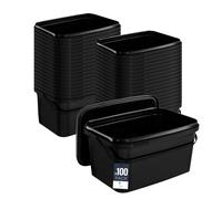 BenBow Seau rectangulaire avec Couvercle 100x 5l Noir - adapté au Contact Alimentaire, boîte en Plastique empilable avec poignée - Vide