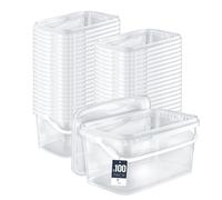 BenBow Seau rectangulaire avec Couvercle 100x 5l Transparent - adapté au Contact Alimentaire, boîte en Plastique empilable avec poignée - Vide
