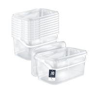 BenBow Seau rectangulaire avec Couvercle 10x 5l Transparent - adapté au Contact Alimentaire, boîte en Plastique empilable avec poignée - Vide