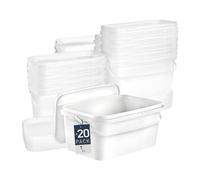BenBow Seau rectangulaire avec Couvercle 20x 5l Blanc - adapté au Contact Alimentaire, boîte en Plastique empilable avec poignée - Vide