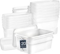 Benbow Seau rectangulaire avec couvercle et poignée 5L Nombre : 20 pcs, Blanc Certifié BSR, Étanche à l'air, Convient pour aliments, Certifié BRC, Anti-fuite