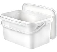 Benbow Seau rectangulaire avec couvercle et poignée 5L Quantité : 1 pc, Blanc Certifié BSR, Étanche à l'air, Convient pour aliments, Certifié BRC, Anti-fuite